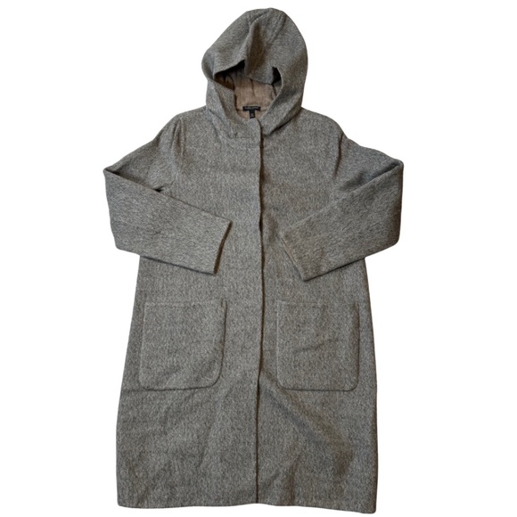 Eileen Fisher | Hooded Double Face Alpaca Blend Coat Medium Petite - Picture 2 of 11